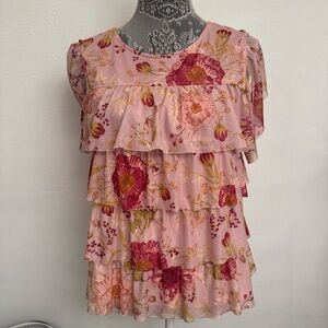 Floral Ruffle Pink Top